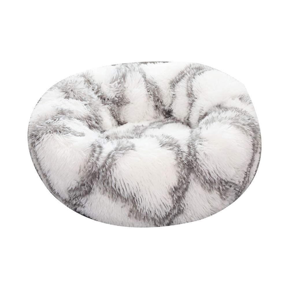 Chickwin Chickw1 Round Plush Donut Dog Bed, Non-Slip Base, Gray, 60 cm