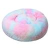 FANSU Round Plush Donut Dog Bed and Cat Bed, Soft Cushion with Nonslip Base, Tie-Dye Colorful Powder, 60 cm view 1