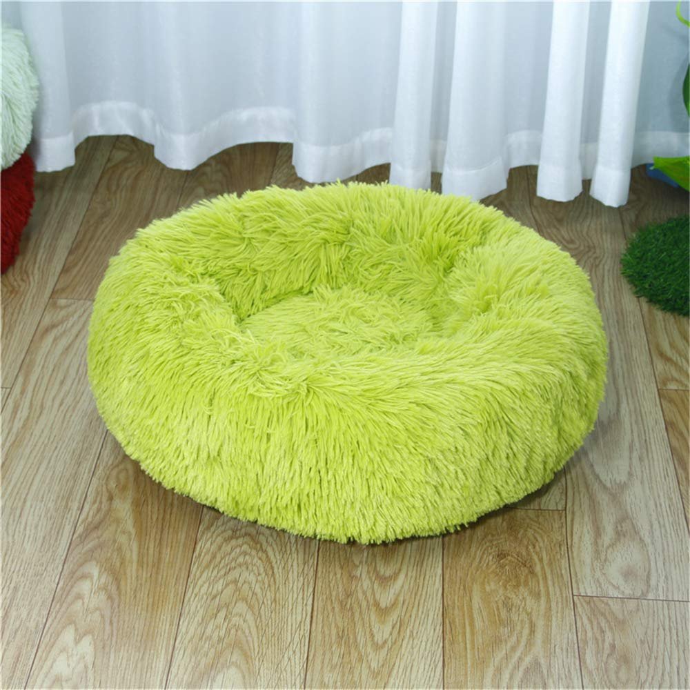 FANSU Round Plush Donut Pet Bed, Non-Slip, Light Green, 115 cm