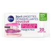 NIVEA Gentle Makeup Remover Wipes for Dry & Sensitive Skin, 100% Plant-Based Fibers (6 x 20 ct), Face, Eye & Lip Cleansing Wipes, 3-in-1 - 120 ct view 1