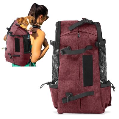 PETCUTE Dog Carrier Backpack with Side Mesh, for Small and Medium Dogs and Cats up to 5 kg, Red