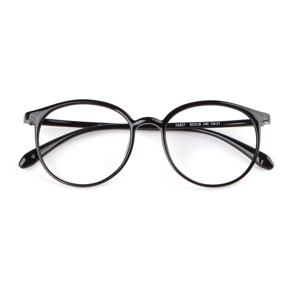 DLLY Reading Glasses, Round Frame, Spring Hinges, Unisex, Anti-Blue-Light, Anti-Fatigue, Ultra-Lightweight, Black, +1.75