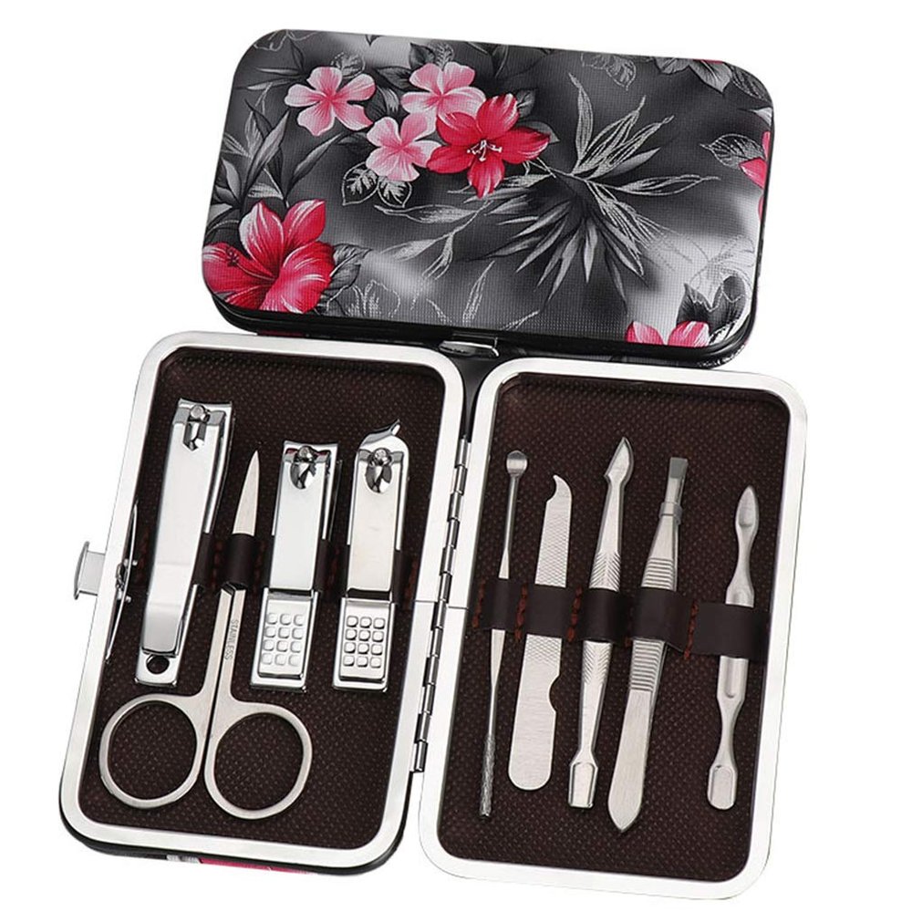 9-Piece Stainless Steel Manicure and Pedicure Set with Travel Case