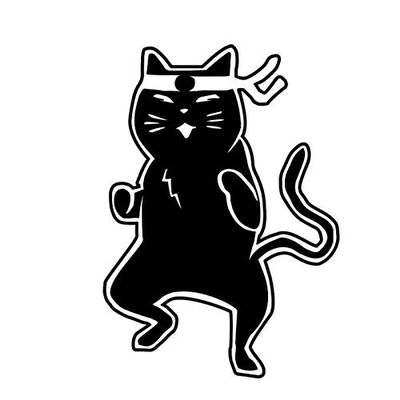 SUIFENG Karate Cat Car Sticker, 3.6 x 5 in, Black/Silver