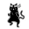 SUIFENG Karate Cat Car Sticker, 3.6 x 5 in, Black/Silver view 1
