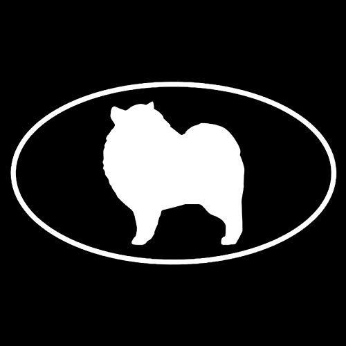 SUIFENG Keeshond Dog Car Sticker, 15.7 x 8.7 cm, Reflective Vinyl, Black/Silver