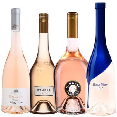 Best of Provence Rosé Set, 4 Bottles: Minuty 281 and Rosé et Or; Miraval Studio and Jolie-Pitt