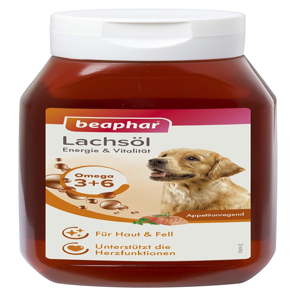 beaphar Salmon Oil for Dogs and Cats - Energy and Vitality - Ideal for BARF Diet - Supports Heart, Skin, and Coat - With Omega 3 and Omega 6 - Daily Vitamin Enjoyment - 430ml
