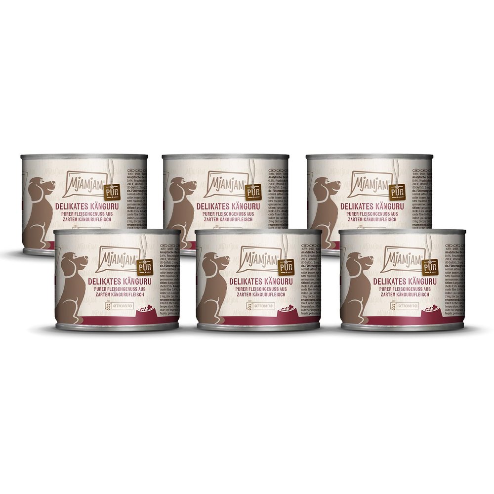 MjAMjAM Premium Wet Dog Food, Pure Kangaroo, 6 x 200 g