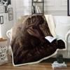 Surwin 3D Cozy Microfiber Sherpa Blanket, Dinosaur Print, Brown, 150 x 200 cm view 1