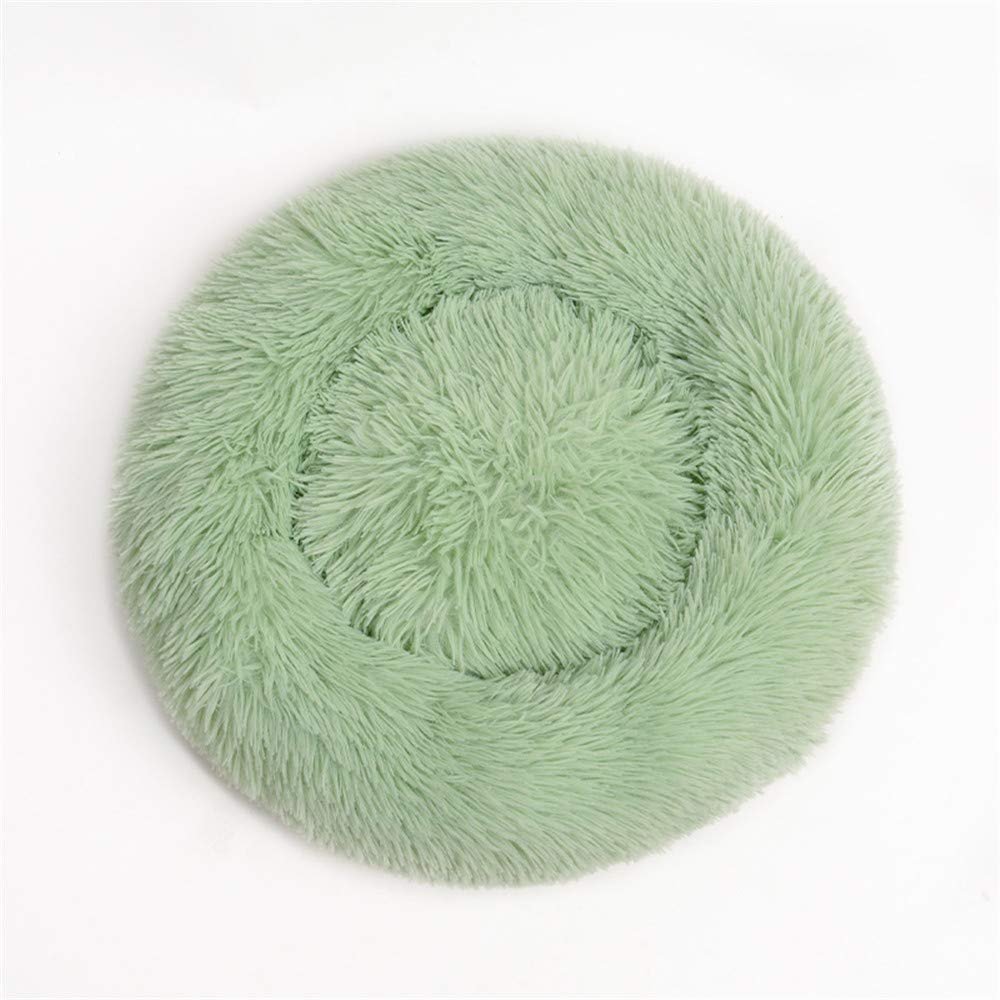 FANSU Round Plush Donut Pet Bed, Non-Slip, Green, 40 cm