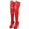 TIKENBST 16 cm High Heels Unisex Over-the-Knee Boots Platform Stiletto Heel Lace-Up Custom, Red-40 view 1