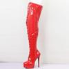 TIKENBST 16 cm High Heels Unisex Over-the-Knee Boots Platform Stiletto Heel Lace-Up Custom, Red-40 view 2