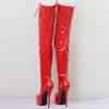TIKENBST 16 cm High Heels Unisex Over-the-Knee Boots Platform Stiletto Heel Lace-Up Custom, Red-40 view 3