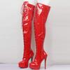 TIKENBST 16 cm High Heels Unisex Over-the-Knee Boots Platform Stiletto Heel Lace-Up Custom, Red-40 view 4