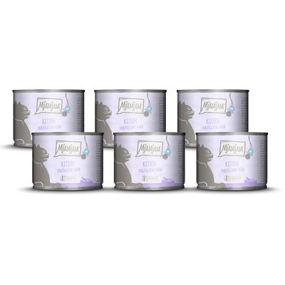 MjAMjAM - Premium Wet Food for Kittens - Veal with Salmon, 6-Pack (6 x 200 g), Grain-Free