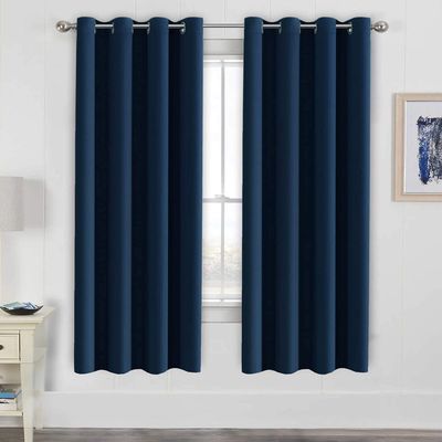 Muutos Blackout Thermal Sound-Reducing Curtain, Bergardine, Navy Blue, H 140 x W 100 cm