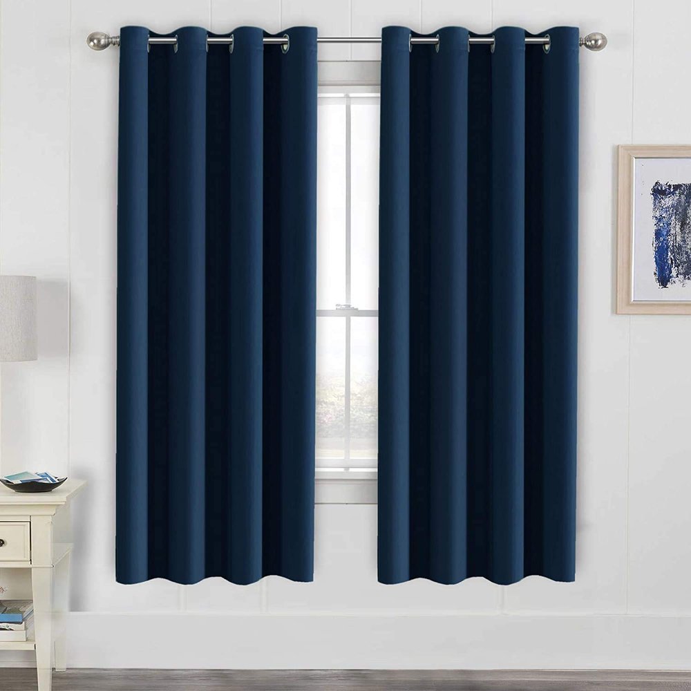 Muutos Blackout Thermal Sound-Reducing Curtain, Bergardine, Navy Blue, H 140 x W 100 cm