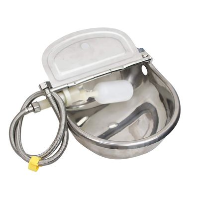 MODUODUO Automatic Water Trough for Dogs, with 99.1 cm Hose and Float Valve, for Cattle, Horses, Goats, Sheep and Other Animals, Stainless Steel