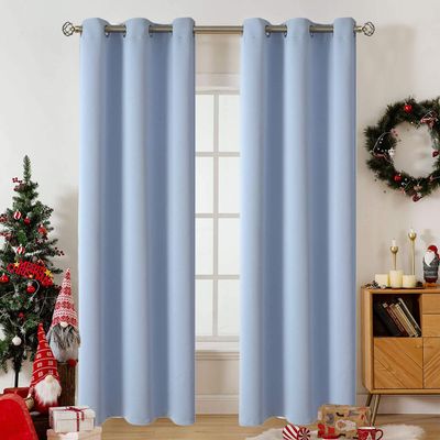 Muutos Blackout Thermal Curtain with Grommets, Light Blue, H 265 x W 200 cm