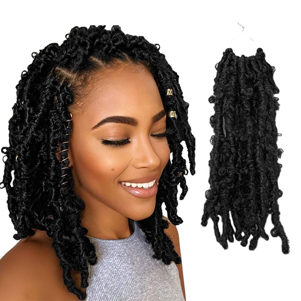 Niseyo Butterfly Locs Crochet Hair, 30.5 cm, 1 Pack Pre-Twisted Crochet Braids (1#)