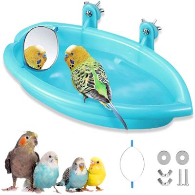 XIOJAE Small Parrot Bird Bath with Mirror