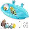XIOJAE Small Parrot Bird Bath with Mirror view 1