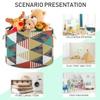LDIYEU Geometric Colorful Toy Organizer Basket, Large Foldable Laundry Basket view 4