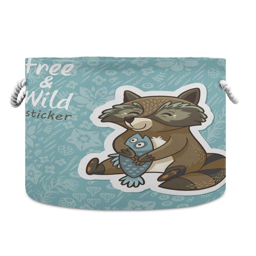 LDIYEU Fox Fish Kangaroo Toy Organizer Basket, Large Foldable Storage Basket