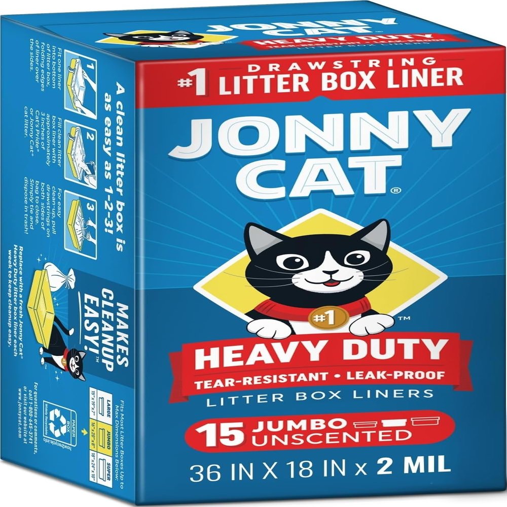 Jonny CAT C00150 Heavy-Duty Litter Box Liners, 15 Count