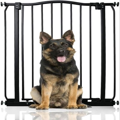 Bettacare Extra-Tall Curved Pet Gate, 198–207 cm, Matte Black, 100 cm High