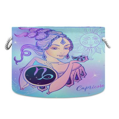 LDIYEU Capricorn Purple Toy Organizer Storage Basket, Large Foldable Laundry Basket for Kids
