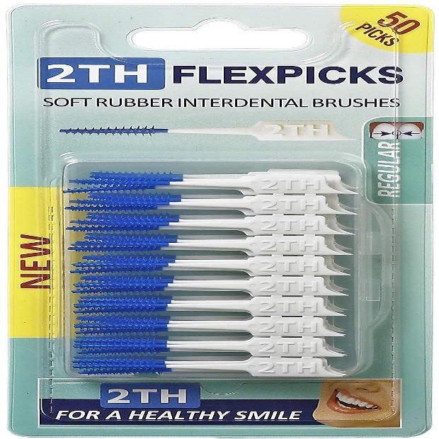 2TH Flexpicks, 50 Flexible and Soft Rubber Picks for Removing Plaque Between Teeth