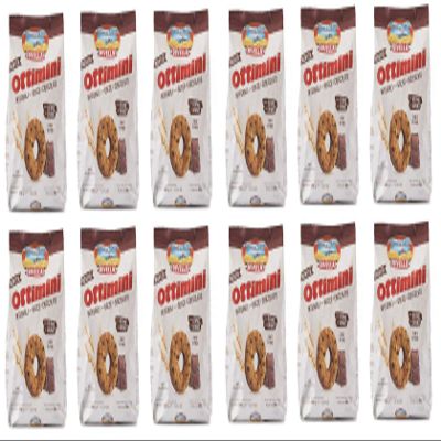 12 x Divella Ottimini Integrali Whole-Grain Cookies with Chocolate Chips and Wheat Germ, Italian Cookies, 350 g