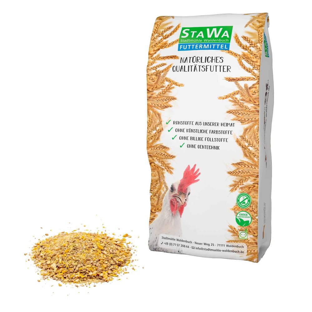 StaWa Crumbled Layer Feed for Chickens, Non-GMO, Extra-Coarse, with Brewer’s Yeast, 10 kg