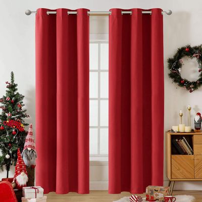 Muutos Blackout Curtains for Kids' Rooms, Noise-Reducing, 100 x 255 cm, Red