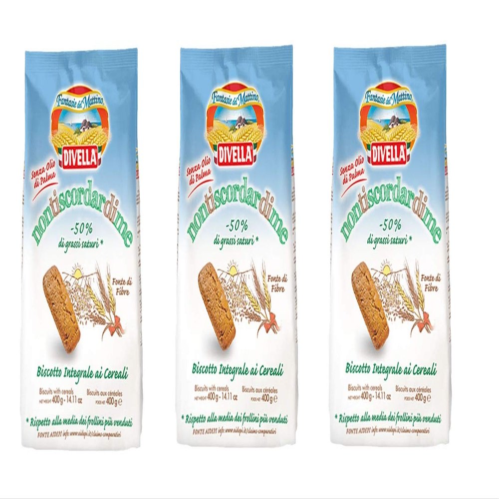 3x Divella Non ti scordar di me Whole Grain Cereal Biscuits 400 g Italian Cookies