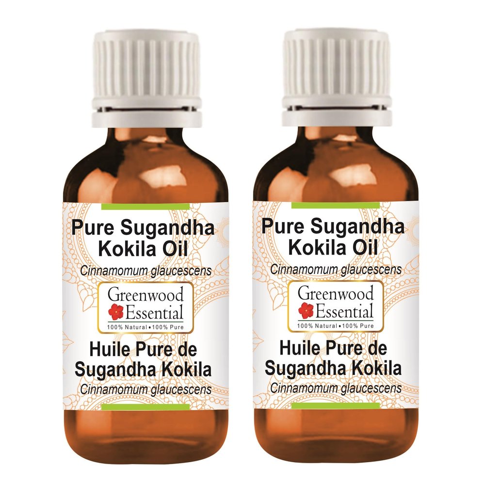 Greenwood Essential Pure Sugandha Kokila Essential Oil (Cinnamomum glaucescens), Steam-Distilled, 100 ml x 2 (6.76 fl oz)