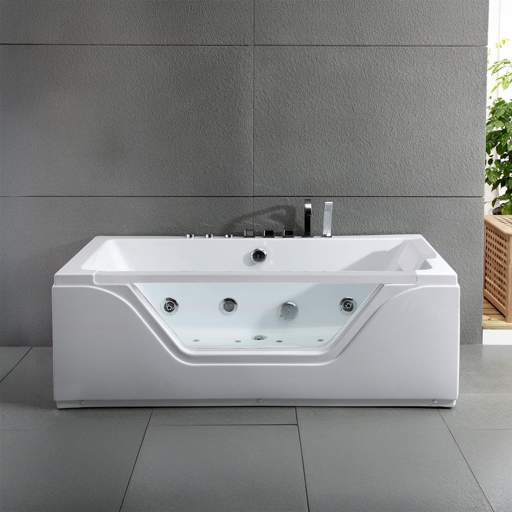 Tahiti White Jet Porthole Balneo Bathtub by Spalina