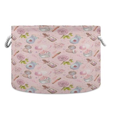 LDIYEU Pink Rose Flower Foldable Toy Storage Basket