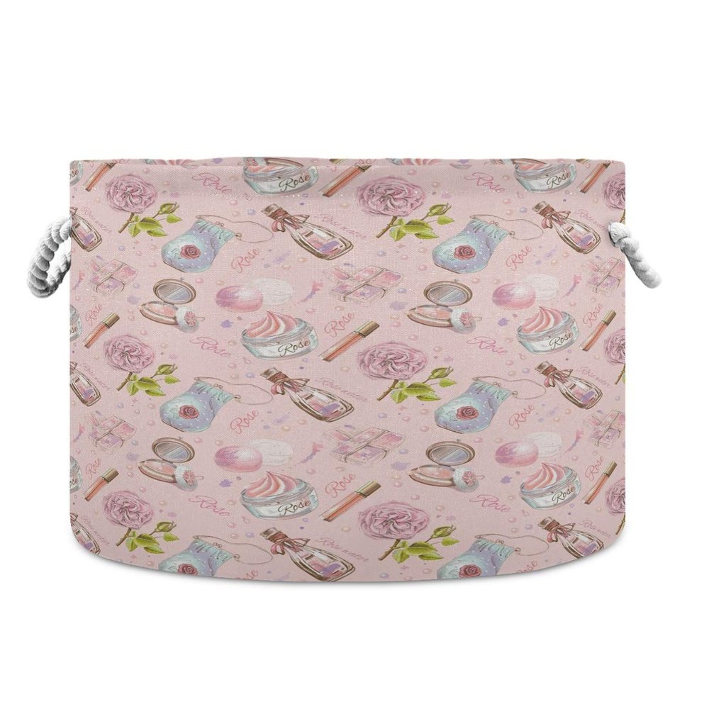 LDIYEU Pink Rose Flower Foldable Toy Storage Basket