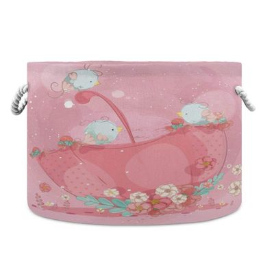LDIYEU Pink Bird Toy Storage Basket for Kids
