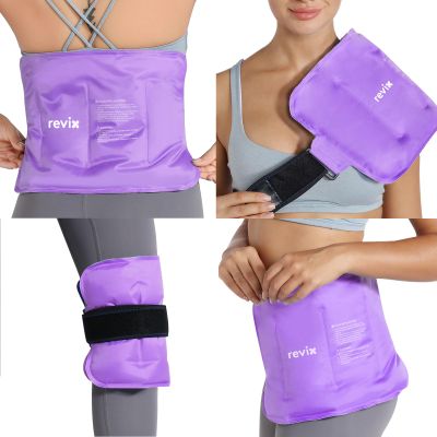 REVIX Back Gel Ice Pack, Reusable Cold Compress with Strap, Purple