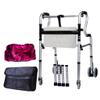WANGXIAOLIN Folding Walker with Seat, Wheels, Storage Bag and Anti-Slip Handles view 1