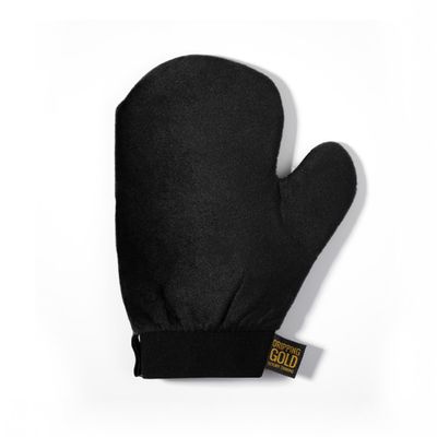 SoSu By SJ Velvet Tanning Mitt, Drip-Style, Gold, Black