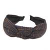 Fabric Headband with Bow, Ethnic Pattern, 5 cm, Blue/Orange view 1