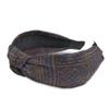 Fabric Headband with Bow, Ethnic Pattern, 5 cm, Blue/Orange view 2