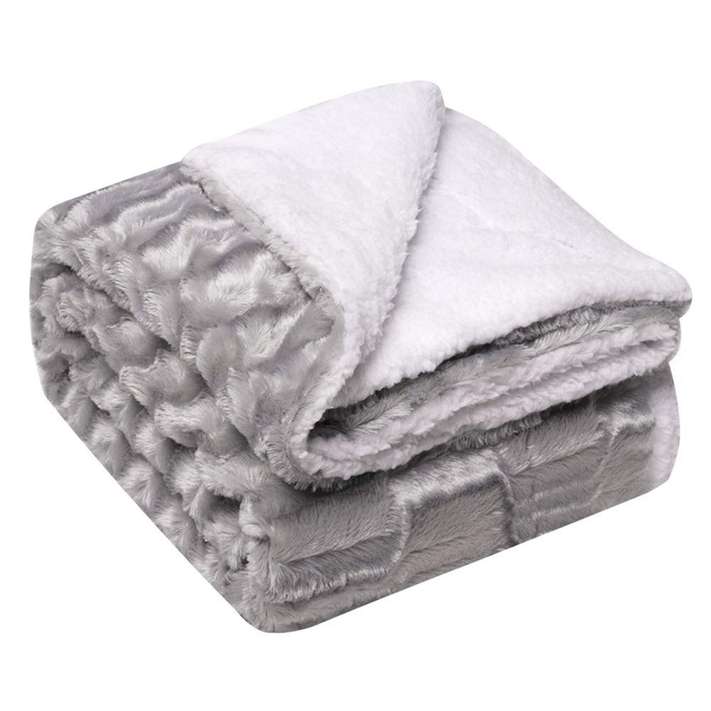 Fluffy Dog Blanket, Soft Warm Plush Couch Throw, Gray, 2, 152 x 127 cm