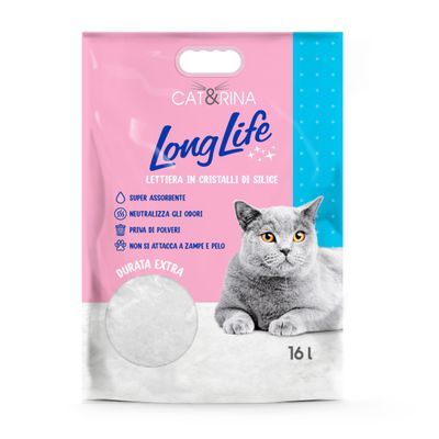 CAT&RINA Long Life Super Absorbent Silica Cat Litter, Dust-Free and Safe, Classic Maxi Format, 16 L