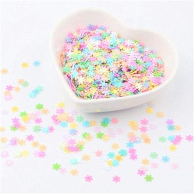 KKDIY 3–10 mm Mixed Macaron-Color Sequins, Craft Glitter, Stars, Hearts, Shells and Snowflakes for DIY Manicure Nail Art Decoration, 500 g, 5 mm Snowflakes, 200 g